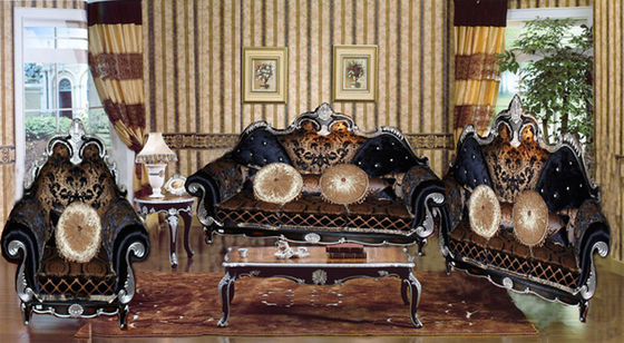 da mesa de centro luxuosa do sofá da sala de visitas do Europeu-estilo a madeira maciça francesa cinzelou o sofá da tela