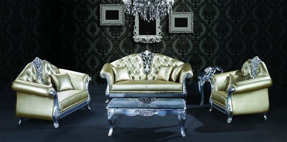 4 Piece Comfort Luxury Living Room Furniture Solid Wood Antique French Style Sofa Set