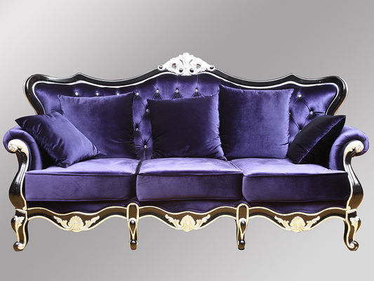 Villa living room furniture European-style solid wood hand-carved high-end Italian fabric sofa