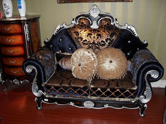 da mesa de centro luxuosa do sofá da sala de visitas do Europeu-estilo a madeira maciça francesa cinzelou o sofá da tela