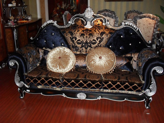 da mesa de centro luxuosa do sofá da sala de visitas do Europeu-estilo a madeira maciça francesa cinzelou o sofá da tela