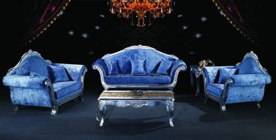 4 Piece Comfort Luxury Living Room Furniture Solid Wood Antique French Style Sofa Set