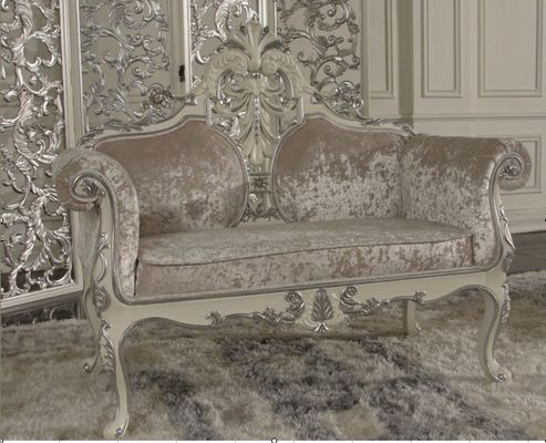 Formal Motif Fabric Decorative Antique French Sofa Hand Crafted Living Room Furniture
