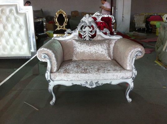 Formal Motif Fabric Decorative Antique French Sofa Hand Crafted Living Room Furniture