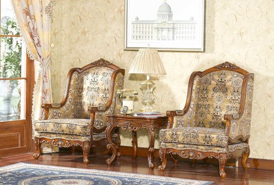 Hand Carved Modern Classic Leisure Armchair Solid Wood Vintage Upholstered Armchair