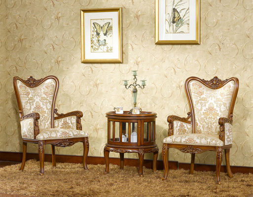 Hand Carved Modern Classic Leisure Armchair Solid Wood Vintage Upholstered Armchair