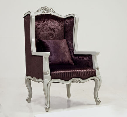Rei Throne Chair 75kg de Sofa Chair Vintage Antique Silver da entrada do hotel da fibra de vidro da tela