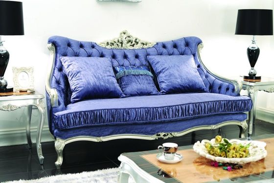 CAD 3D mobília luxuosa 3 2 azuis modernos da sala de visitas de 3 partes 1 veludo Sofa Sets de Seater