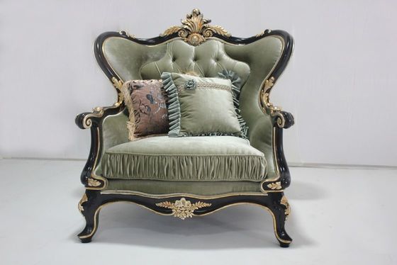 Veludo adornado OEM ciano Sofa Set Living Room clássico de madeira secional 2 Seat